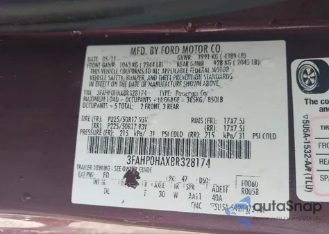 2011 Ford Fusion Se from USA, damaged, VIN 3FAHP0HAXBR328174
